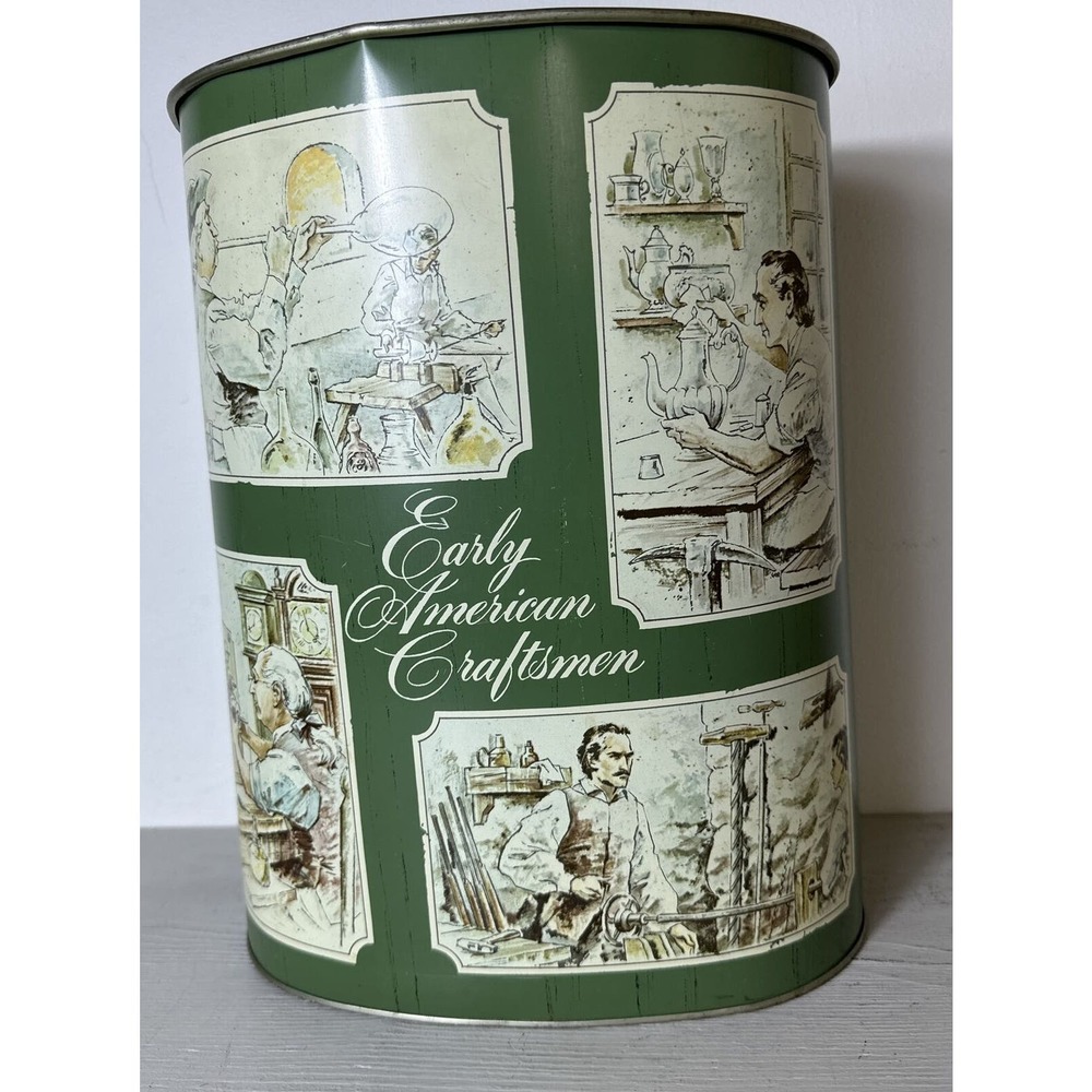 Vintage Chein Co Metal Trashcan Early American Craftsman